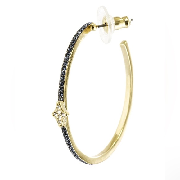 Authentic Swarovski Moon Hoop Earrings - Picture 1 of 3